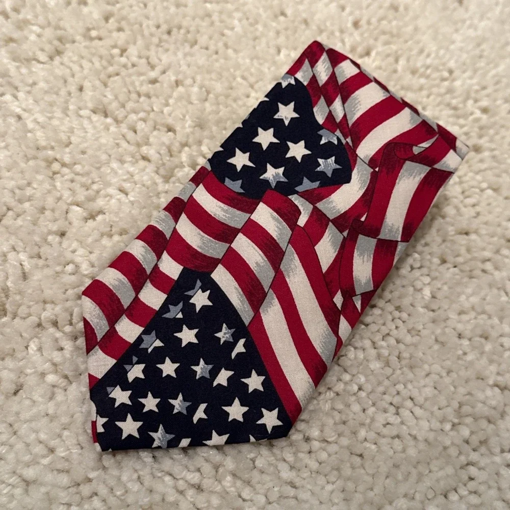 Tango By Mark Raab Cotton Neck Tie Patriotic Flags USA 58